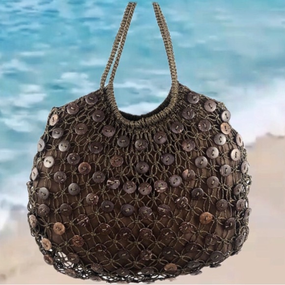 Cappelli Straworld Handbags - Cappelli Straworld Brown Lg Fishnet ButtonHobo Bag